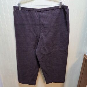Chico's Design Capri Pants Womens 3 Brown Linen Blend Pull On Casual Pockets